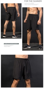 Détail du short de sport noir pour homme à séchage rapide avec cordon pour fitness et course