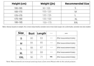 Size chart for men's 3D print fitness compression tank top showing S to XXL measurements