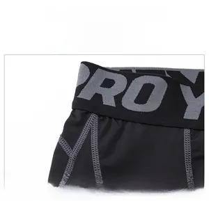 Detail of high-elastic waistband with PRO lettering and four-needle six-thread stitching