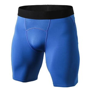 Pantaloncini compressione uomo blu con inserti in mesh e fascia elastica in vita