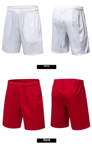 Détails de shorts de sport respirants blancs et rouges avec taille élastique à cordon