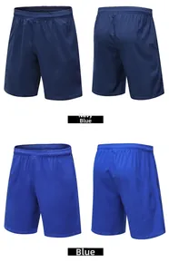 Vues avant et arrière de shorts de sport pour hommes respirants en bleu et bleu marine