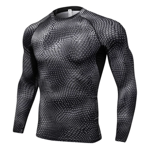Men's 3D snake scale compression shirt with gray print and quick-dry athletic fit