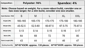 Tableau des tailles pour shorts de sport homme avec détails en polyester et élasthanne