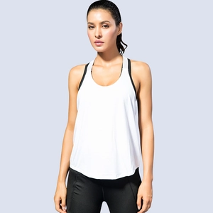 Women's loose quick-dry yoga tank top in white featuring a breathable racerback design