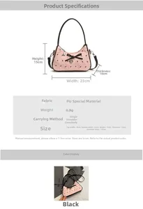 Detailed view of pink quilted PU leather bag with dimensions 23x15x10cm and heart charm