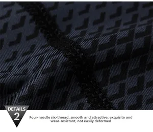 Detail of men's quick-dry sports vest with flatlock stitching and 3D geometric patterns