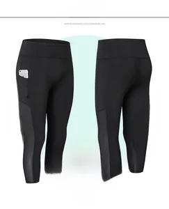Pantalon de yoga noir taille haute pour femme avec poches latérales et mesh respirant
