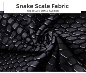 Close-up of premium black snake scale texture fabric for men's 3D gym sport vests