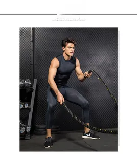 Men's compression vest and leggings featuring honeycomb texture for muscle support