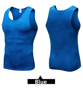 Detailed view of blue 3D printed compression tank top with honeycomb mesh texture