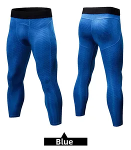 Detail view of blue men's compression shorts featuring breathable honeycomb texture fabric