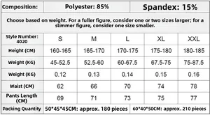 Detailed size chart for men's compression sports leggings with fabric and fit guide