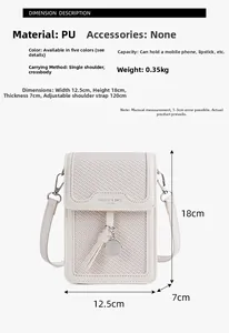 Detailed size specifications for the mini PU leather crossbody bag with dimensions chart