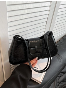 Women Crinkle PU Leather Shoulder Bag Retro Bow Knot Underarm Bag Minimalist Fashion Casual Hobo Bag Daily Commuting Purse