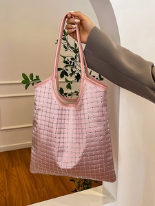Damen Mode Strass Gitter Tragetasche Und Passende Tasche Große Kapazität PU Leder Schultertasche Achselhöhle Tasche Für Tägliche Party