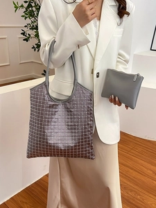 Funkelndes lila Strass-Tote-Bag-Set mit grauer Clutch für modische Damen-Handtaschen