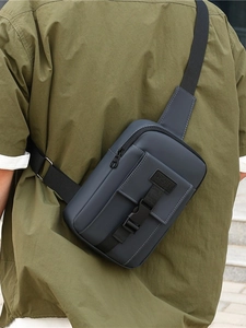 Men Casual PU Leather Chest Bag Sporty Crossbody Shoulder Bag Large Capacity Waterproof Daily Sling Bag For Men