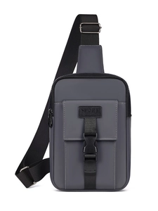 Men's large capacity dark grey crossbody shoulder bag with matte finish and sport design