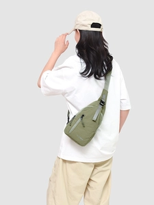 Sac de poitrine en nylon vert herbe avec poches multiples pour le sport décontracté