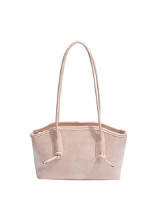 Sac fourre-tout beige minimaliste avec nœud décoratif et finition cuir mat
