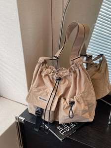Große Nylon Umhängetasche Damen Kordelzug Tote Bag Lässige Plissee Schultertasche Für Schule Pendeln Reisen Einkaufen