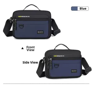 Detail of multi-layer waterproof Oxford cloth business shoulder bag in navy blue and black