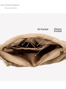 Detailed view of the nylon bag internal structure showing spacious compartments and pockets