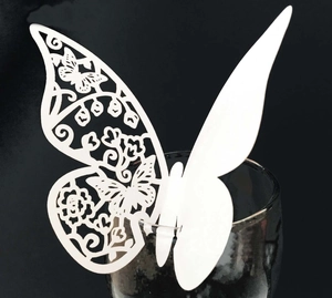 Cartes De Place Papillon Pour Verre À Vin Papier Perlé Découpé Au Laser Décoration De Table Pour Mariage Fête Banquet