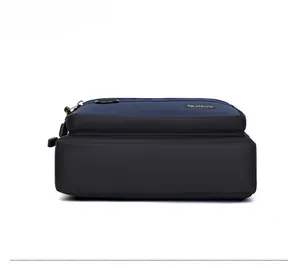 Detail view of the durable black waterproof base and precise stitching of the oxford bag