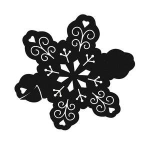 Laser-cut snowflake name place card with heart patterns for festive table decor