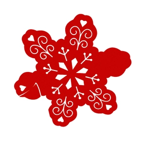 Red laser-cut snowflake place cards with intricate heart hollow patterns for Christmas decor
