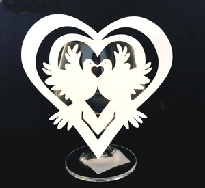 Laser Cut Heart Love Birds Wine Glass Cup Cards Pearlescent Paper Place Cards For Wedding Party Banquet Table Decor