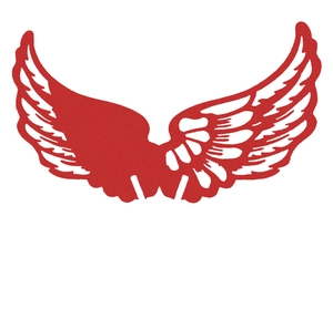 Symmetric red angel wing place cards with intricate hollow cutouts for wine glass decor