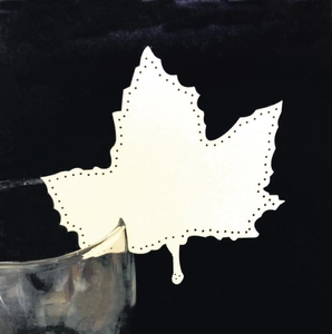 White maple leaf laser-cut paper wine glass card for wedding place settings and decoration