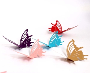 3D hollow laser-cut butterfly wall decorations in various colors for party decor