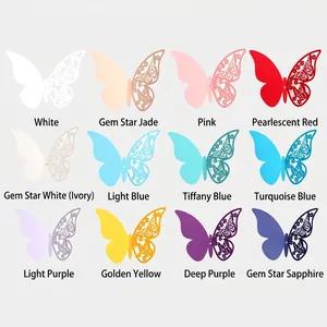 Set of 12 colors 3D hollow butterfly cards with double-layer floral carved wings