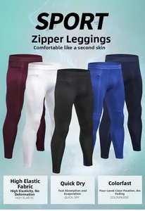 Dettaglio dei pantaloni a compressione uomo con tasca a zip in cinque colori