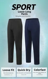 Détail du pantalon de sport ample montrant le tissu respirant et le zip à la cheville