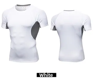 White quick-dry compression shirt featuring breathable grey mesh panels on both sides