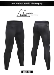 Dettaglio dei pantaloni a compressione sportivi da uomo con vita elastica e tasche a zip