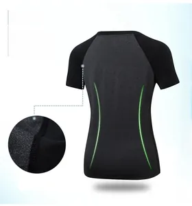 Back view of slim fit yoga shirt showing flatlock seams and quick-dry fabric panels