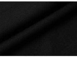 Detailed macro view of black ribbed compression fabric with high elasticity and fine texture