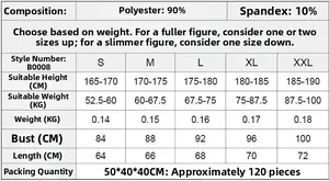 Size chart and fabric material guide for men's quick-dry fitness compression shirts