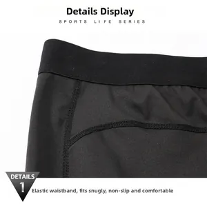 Vista macro dei leggings sportivi da uomo con elastico in vita e cuciture piatte sottili