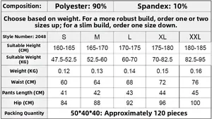 Size chart for high-waisted yoga shorts showing measurements for polyester and spandex fabric