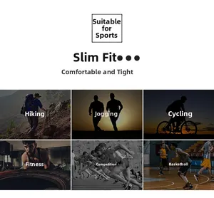 Detail showing various sports scenes including hiking, cycling and gym for tight fit tee