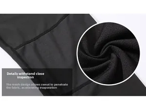 Detail of breathable butterfly mesh fabric on back of knee for sweat wicking and drying