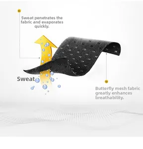 Detail of butterfly mesh fabric showing sweat wicking and high breathability