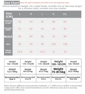 Detailed size chart for men's compression sport shirt with measurements and fit guide
